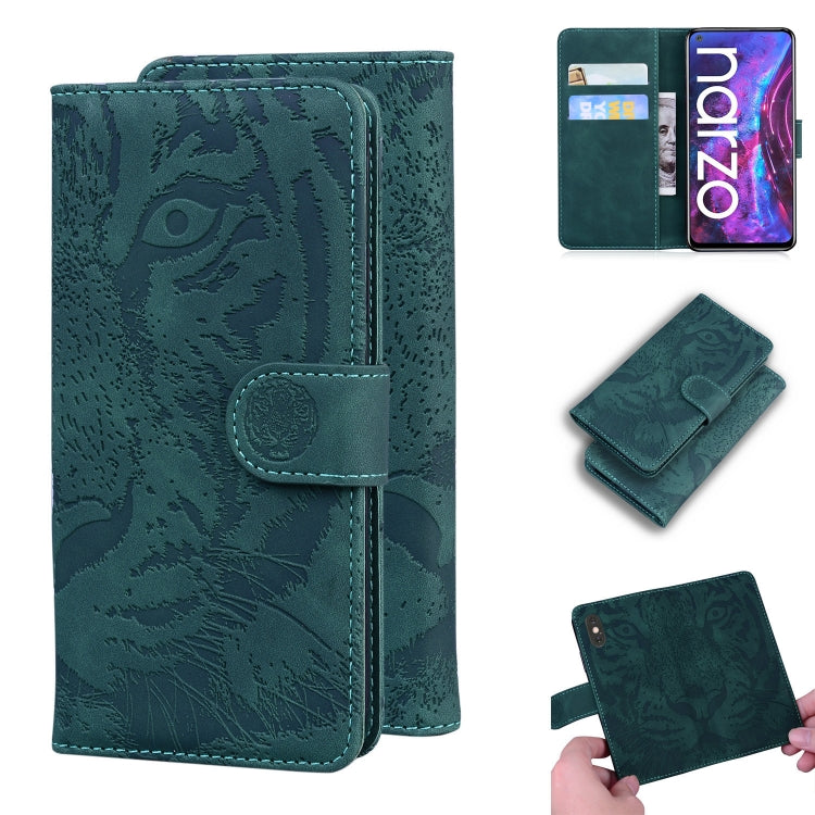 Tiger Embossing Pattern Horizontal Flip Leather Case with Holder & Card Slots & Wallet, For OPPO Realme C21, For OPPO Realme Narzo 30 Pro 5G, For OPPO Realme V5 5G, For OPPO Realme X7 (India) / Realme V15