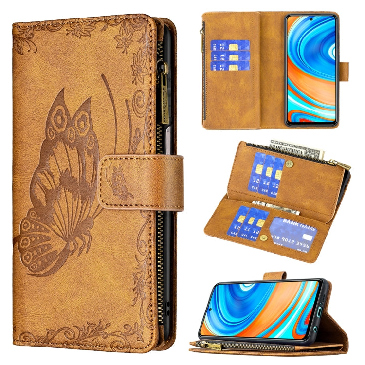 Flying Butterfly Embossing Pattern Zipper Horizontal Flip Leather Case with Holder & Card Slots & Wallet, For Xiaomi Redmi 9A, For Xiaomi Redmi 9C, For Xiaomi Redmi 9, For Xiaomi Redmi Note 10 Pro, For Xiaomi Redmi Note 9 Pro Max