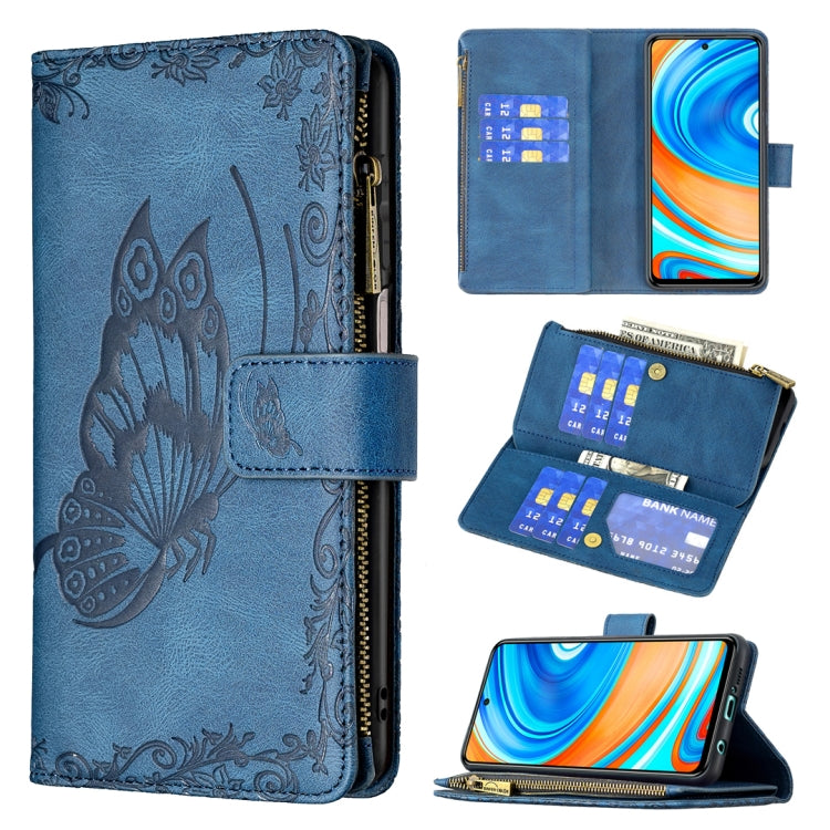 Flying Butterfly Embossing Pattern Zipper Horizontal Flip Leather Case with Holder & Card Slots & Wallet, For Xiaomi Redmi 9A, For Xiaomi Redmi 9C, For Xiaomi Redmi 9, For Xiaomi Redmi Note 10 Pro, For Xiaomi Redmi Note 9 Pro Max