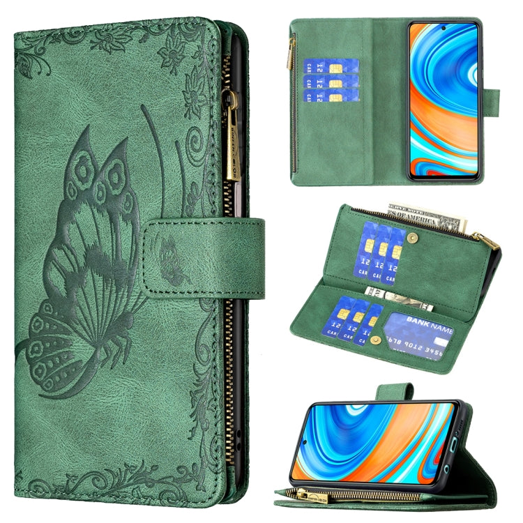 Flying Butterfly Embossing Pattern Zipper Horizontal Flip Leather Case with Holder & Card Slots & Wallet, For Xiaomi Redmi 9A, For Xiaomi Redmi 9C, For Xiaomi Redmi 9, For Xiaomi Redmi Note 10 Pro, For Xiaomi Redmi Note 9 Pro Max