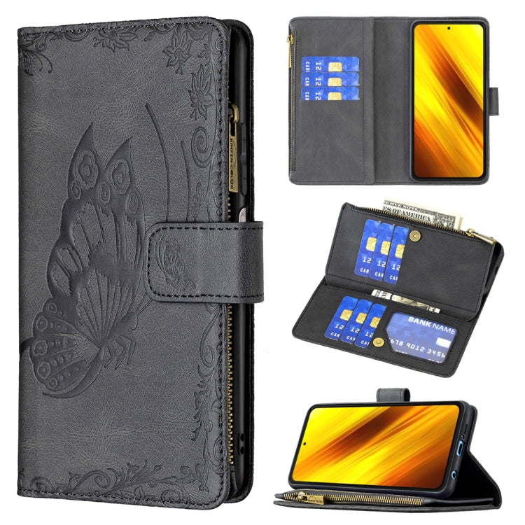 Flying Butterfly Embossing Pattern Zipper Horizontal Flip Leather Case with Holder & Card Slots & Wallet, For Xiaomi Redmi Note 10 4G, For Xiaomi Mi 10T Lite 5G, For Xiaomi Mi 10T Pro 5G, For Xiaomi Mi 11i/Poco F3/Redmi K40, For Xiaomi Poco X3
