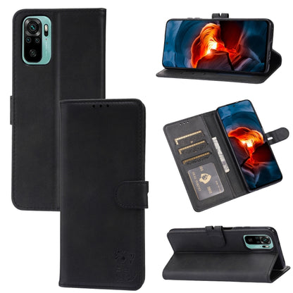 Embossed Happy Cat Pattern Horizontal Flip Leather Case with Holder & Card Slots & Wallet, For Xiaomi Redmi Note 10 4G, For Xiaomi Redmi Note 10 5G, For Xiaomi Redmi Note 10 Pro