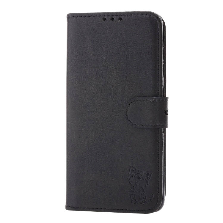 Embossed Happy Cat Pattern Horizontal Flip Leather Case with Holder & Card Slots & Wallet, For Xiaomi Redmi Note 10 4G, For Xiaomi Redmi Note 10 5G, For Xiaomi Redmi Note 10 Pro