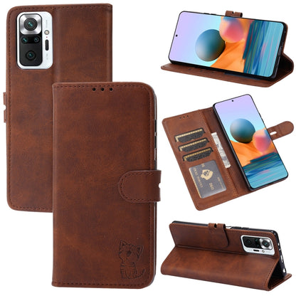 Embossed Happy Cat Pattern Horizontal Flip Leather Case with Holder & Card Slots & Wallet, For Xiaomi Redmi Note 10 4G, For Xiaomi Redmi Note 10 5G, For Xiaomi Redmi Note 10 Pro