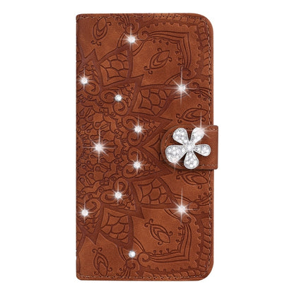 Calf Pattern Diamond Mandala Double Folding Design Embossed Leather Case with Wallet & Holder & Card Slots, For iPhone 6 / 6s, For iPhone 6 Plus / 6s Plus, For iPhone 7 / 8, For iPhone 7 Plus / 8 Plus, For iPhone X / XS, For iPhone XR, For iPhone XS Ma...