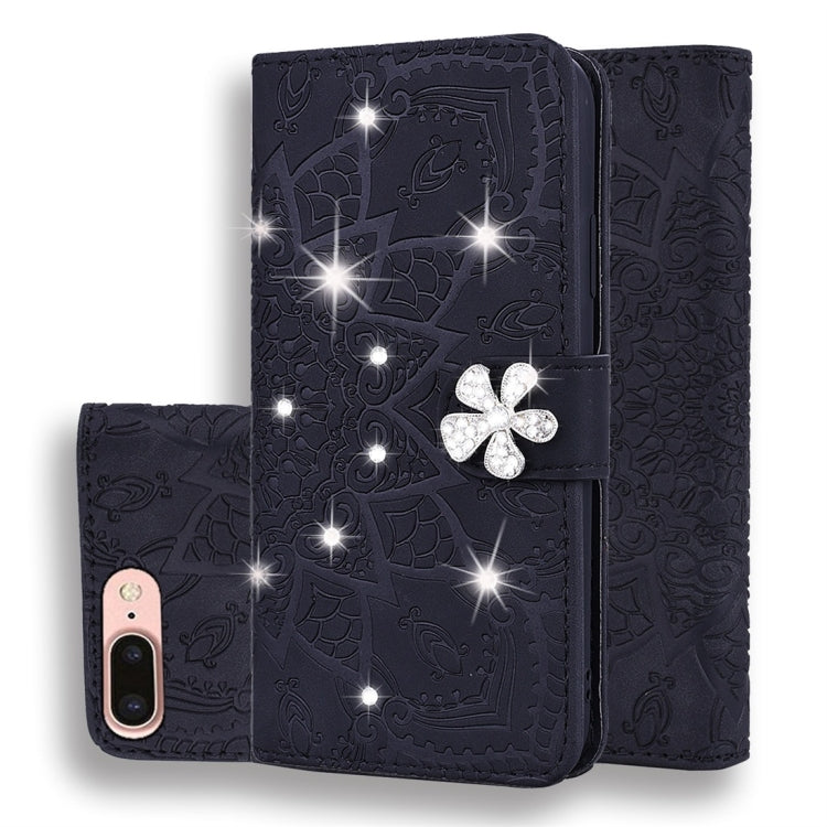 Calf Pattern Diamond Mandala Double Folding Design Embossed Leather Case with Wallet & Holder & Card Slots, For iPhone 6 / 6s, For iPhone 6 Plus / 6s Plus, For iPhone 7 / 8, For iPhone 7 Plus / 8 Plus, For iPhone X / XS, For iPhone XR, For iPhone XS Ma...