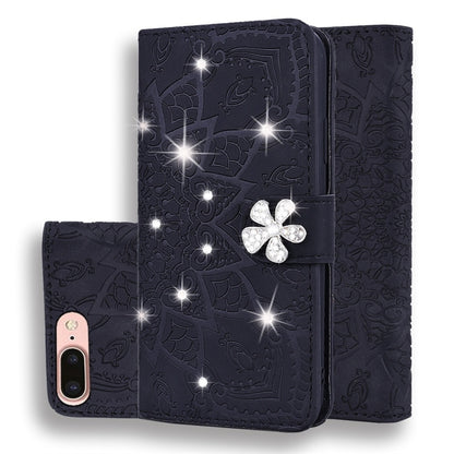 Calf Pattern Diamond Mandala Double Folding Design Embossed Leather Case with Wallet & Holder & Card Slots, For iPhone 6 / 6s, For iPhone 6 Plus / 6s Plus, For iPhone 7 / 8, For iPhone 7 Plus / 8 Plus, For iPhone X / XS, For iPhone XR, For iPhone XS Ma...