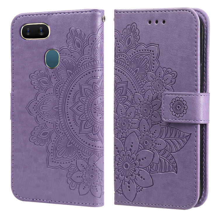 7-petal Flowers Embossing Pattern Horizontal Flip PU Leather Case with Holder & Card Slots & Wallet & Photo Frame, For OPPO A7 / A5s, For OPPO A9 2020 / A5 2020, For OPPO A15 / A15s, For OPPO A52 / A72 4G / A92