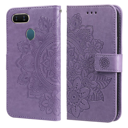 7-petal Flowers Embossing Pattern Horizontal Flip PU Leather Case with Holder & Card Slots & Wallet & Photo Frame, For OPPO A7 / A5s, For OPPO A9 2020 / A5 2020, For OPPO A15 / A15s, For OPPO A52 / A72 4G / A92