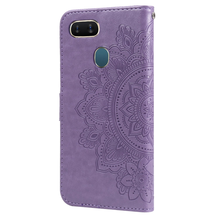 7-petal Flowers Embossing Pattern Horizontal Flip PU Leather Case with Holder & Card Slots & Wallet & Photo Frame, For OPPO A7 / A5s, For OPPO A9 2020 / A5 2020, For OPPO A15 / A15s, For OPPO A52 / A72 4G / A92
