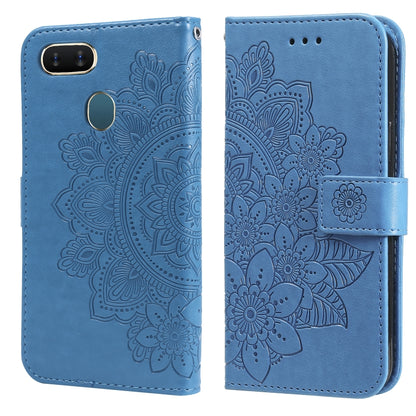 7-petal Flowers Embossing Pattern Horizontal Flip PU Leather Case with Holder & Card Slots & Wallet & Photo Frame, For OPPO A7 / A5s, For OPPO A9 2020 / A5 2020, For OPPO A15 / A15s, For OPPO A52 / A72 4G / A92