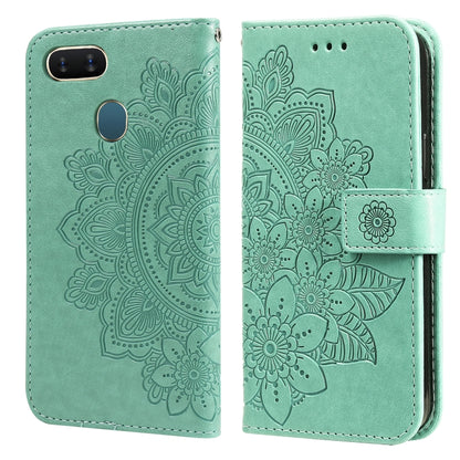 7-petal Flowers Embossing Pattern Horizontal Flip PU Leather Case with Holder & Card Slots & Wallet & Photo Frame, For OPPO A7 / A5s, For OPPO A9 2020 / A5 2020, For OPPO A15 / A15s, For OPPO A52 / A72 4G / A92