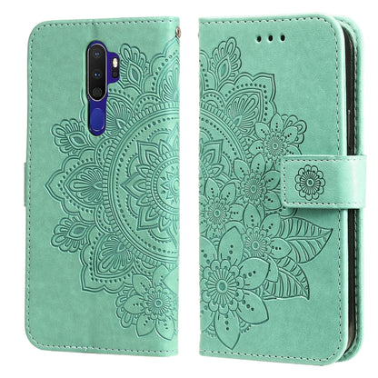 7-petal Flowers Embossing Pattern Horizontal Flip PU Leather Case with Holder & Card Slots & Wallet & Photo Frame, For OPPO A7 / A5s, For OPPO A9 2020 / A5 2020, For OPPO A15 / A15s, For OPPO A52 / A72 4G / A92