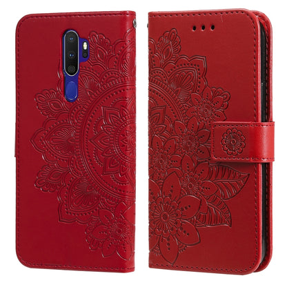 7-petal Flowers Embossing Pattern Horizontal Flip PU Leather Case with Holder & Card Slots & Wallet & Photo Frame, For OPPO A7 / A5s, For OPPO A9 2020 / A5 2020, For OPPO A15 / A15s, For OPPO A52 / A72 4G / A92