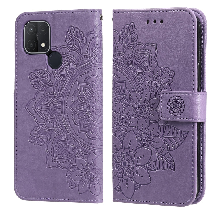 7-petal Flowers Embossing Pattern Horizontal Flip PU Leather Case with Holder & Card Slots & Wallet & Photo Frame, For OPPO A7 / A5s, For OPPO A9 2020 / A5 2020, For OPPO A15 / A15s, For OPPO A52 / A72 4G / A92