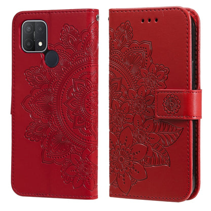 7-petal Flowers Embossing Pattern Horizontal Flip PU Leather Case with Holder & Card Slots & Wallet & Photo Frame, For OPPO A7 / A5s, For OPPO A9 2020 / A5 2020, For OPPO A15 / A15s, For OPPO A52 / A72 4G / A92