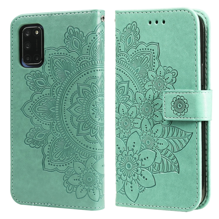 7-petal Flowers Embossing Pattern Horizontal Flip PU Leather Case with Holder & Card Slots & Wallet & Photo Frame, For OPPO A7 / A5s, For OPPO A9 2020 / A5 2020, For OPPO A15 / A15s, For OPPO A52 / A72 4G / A92