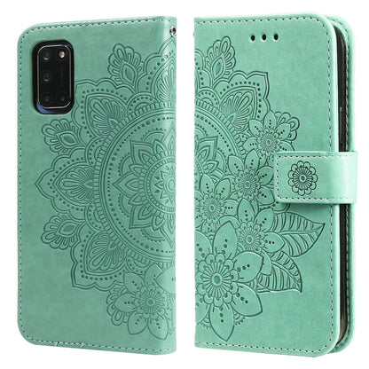 7-petal Flowers Embossing Pattern Horizontal Flip PU Leather Case with Holder & Card Slots & Wallet & Photo Frame, For OPPO A7 / A5s, For OPPO A9 2020 / A5 2020, For OPPO A15 / A15s, For OPPO A52 / A72 4G / A92