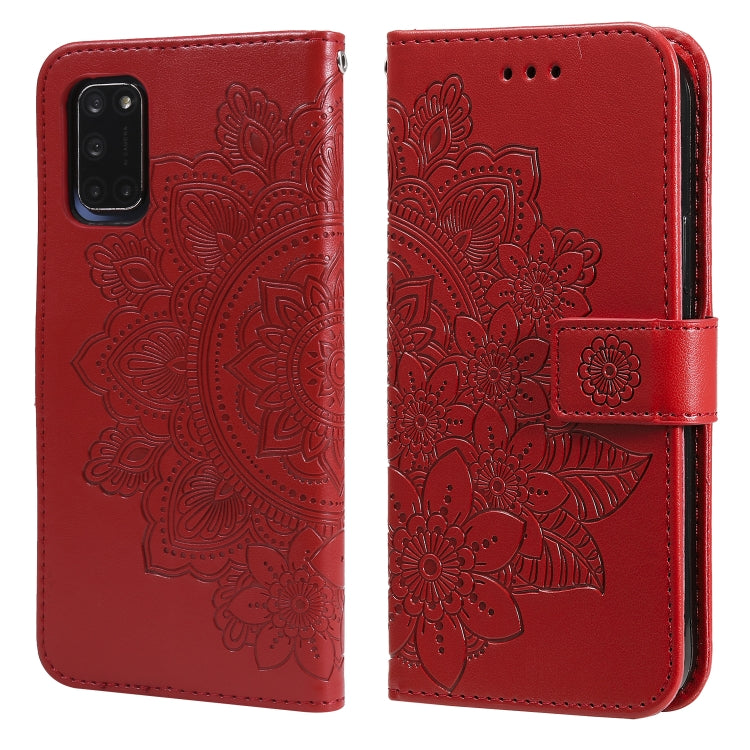 7-petal Flowers Embossing Pattern Horizontal Flip PU Leather Case with Holder & Card Slots & Wallet & Photo Frame, For OPPO A7 / A5s, For OPPO A9 2020 / A5 2020, For OPPO A15 / A15s, For OPPO A52 / A72 4G / A92