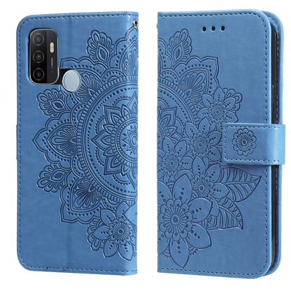 7-petal Flowers Embossing Pattern Horizontal Flip PU Leather Case with Holder & Card Slots & Wallet & Photo Frame, For OPPO A53 / A33 / A32, For OPPO A54 4G, For OPPO A74 4G / F19 4G, For OPPO A92s / Reno4 Z / A72 5G / A73 5G / A53 5G