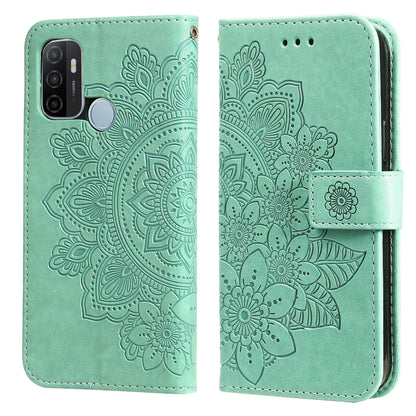 7-petal Flowers Embossing Pattern Horizontal Flip PU Leather Case with Holder & Card Slots & Wallet & Photo Frame, For OPPO A53 / A33 / A32, For OPPO A54 4G, For OPPO A74 4G / F19 4G, For OPPO A92s / Reno4 Z / A72 5G / A73 5G / A53 5G