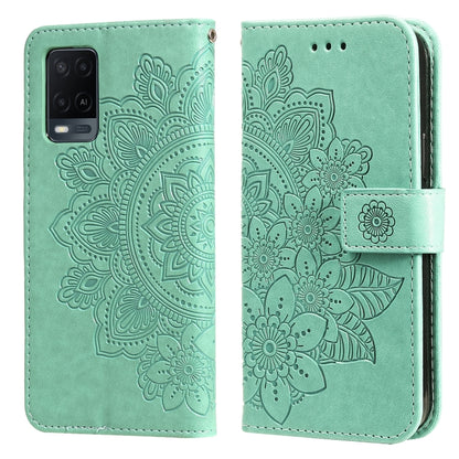 7-petal Flowers Embossing Pattern Horizontal Flip PU Leather Case with Holder & Card Slots & Wallet & Photo Frame, For OPPO A53 / A33 / A32, For OPPO A54 4G, For OPPO A74 4G / F19 4G, For OPPO A92s / Reno4 Z / A72 5G / A73 5G / A53 5G