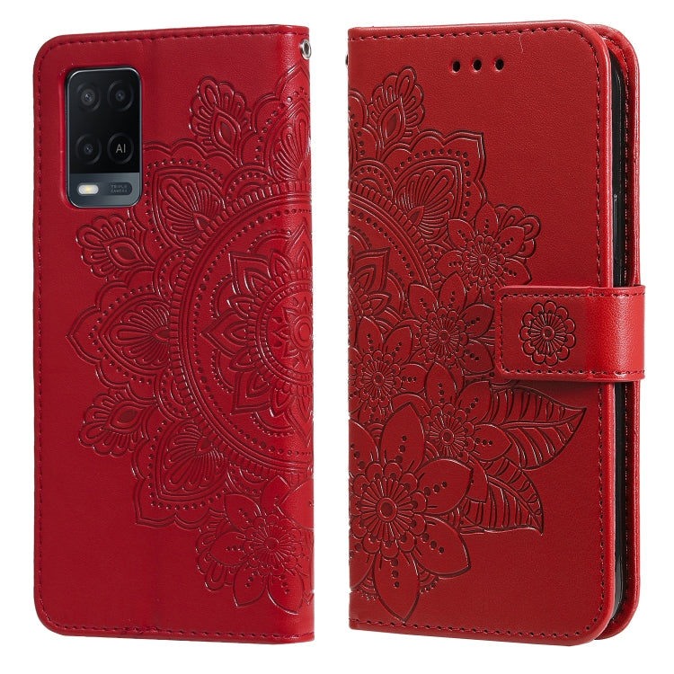 7-petal Flowers Embossing Pattern Horizontal Flip PU Leather Case with Holder & Card Slots & Wallet & Photo Frame, For OPPO A53 / A33 / A32, For OPPO A54 4G, For OPPO A74 4G / F19 4G, For OPPO A92s / Reno4 Z / A72 5G / A73 5G / A53 5G