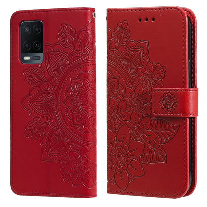 7-petal Flowers Embossing Pattern Horizontal Flip PU Leather Case with Holder & Card Slots & Wallet & Photo Frame, For OPPO A53 / A33 / A32, For OPPO A54 4G, For OPPO A74 4G / F19 4G, For OPPO A92s / Reno4 Z / A72 5G / A73 5G / A53 5G