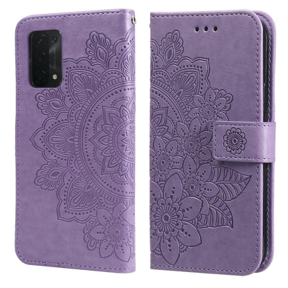 7-petal Flowers Embossing Pattern Horizontal Flip PU Leather Case with Holder & Card Slots & Wallet & Photo Frame, For OPPO A53 / A33 / A32, For OPPO A54 4G, For OPPO A74 4G / F19 4G, For OPPO A92s / Reno4 Z / A72 5G / A73 5G / A53 5G