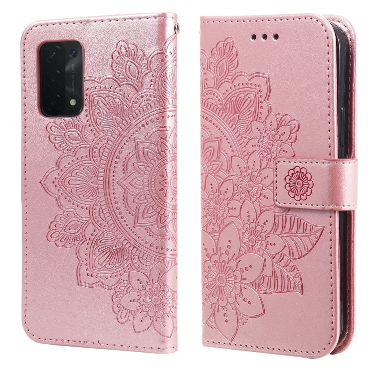 7-petal Flowers Embossing Pattern Horizontal Flip PU Leather Case with Holder & Card Slots & Wallet & Photo Frame, For OPPO A53 / A33 / A32, For OPPO A54 4G, For OPPO A74 4G / F19 4G, For OPPO A92s / Reno4 Z / A72 5G / A73 5G / A53 5G