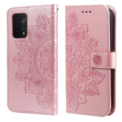 7-petal Flowers Embossing Pattern Horizontal Flip PU Leather Case with Holder & Card Slots & Wallet & Photo Frame, For OPPO A53 / A33 / A32, For OPPO A54 4G, For OPPO A74 4G / F19 4G, For OPPO A92s / Reno4 Z / A72 5G / A73 5G / A53 5G