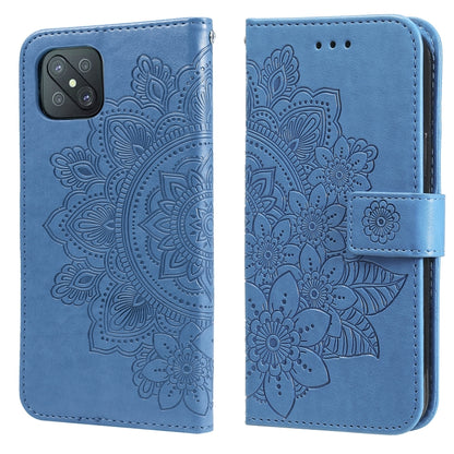 7-petal Flowers Embossing Pattern Horizontal Flip PU Leather Case with Holder & Card Slots & Wallet & Photo Frame, For OPPO A53 / A33 / A32, For OPPO A54 4G, For OPPO A74 4G / F19 4G, For OPPO A92s / Reno4 Z / A72 5G / A73 5G / A53 5G