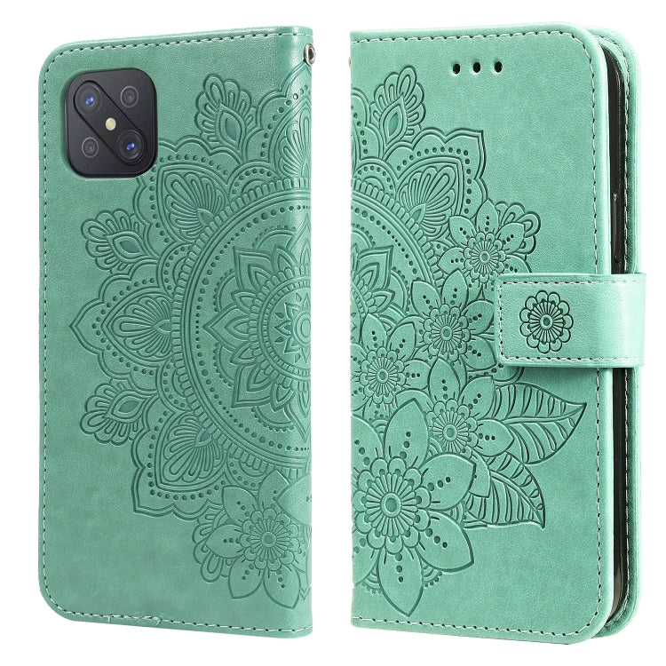 7-petal Flowers Embossing Pattern Horizontal Flip PU Leather Case with Holder & Card Slots & Wallet & Photo Frame, For OPPO A53 / A33 / A32, For OPPO A54 4G, For OPPO A74 4G / F19 4G, For OPPO A92s / Reno4 Z / A72 5G / A73 5G / A53 5G