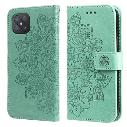 7-petal Flowers Embossing Pattern Horizontal Flip PU Leather Case with Holder & Card Slots & Wallet & Photo Frame, For OPPO A53 / A33 / A32, For OPPO A54 4G, For OPPO A74 4G / F19 4G, For OPPO A92s / Reno4 Z / A72 5G / A73 5G / A53 5G