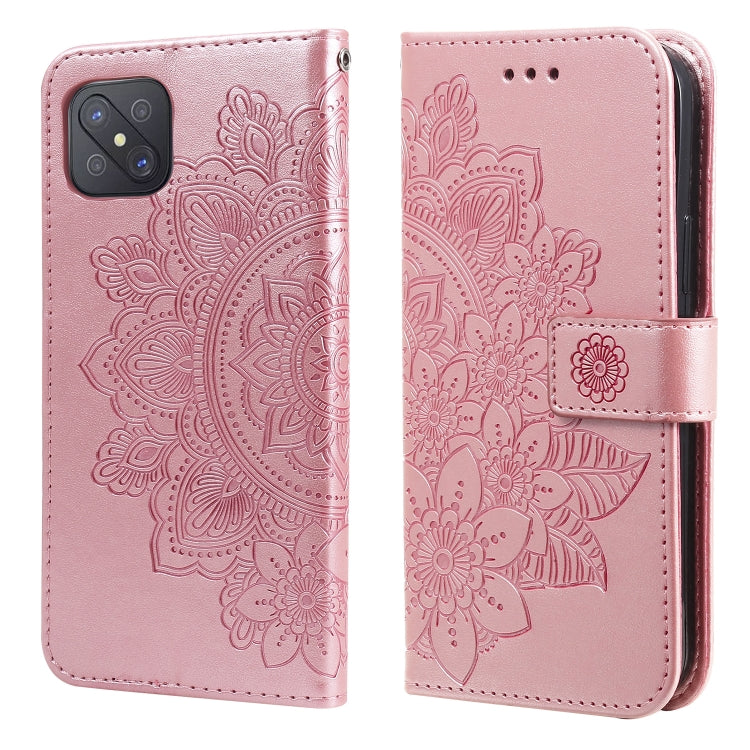 7-petal Flowers Embossing Pattern Horizontal Flip PU Leather Case with Holder & Card Slots & Wallet & Photo Frame, For OPPO A53 / A33 / A32, For OPPO A54 4G, For OPPO A74 4G / F19 4G, For OPPO A92s / Reno4 Z / A72 5G / A73 5G / A53 5G