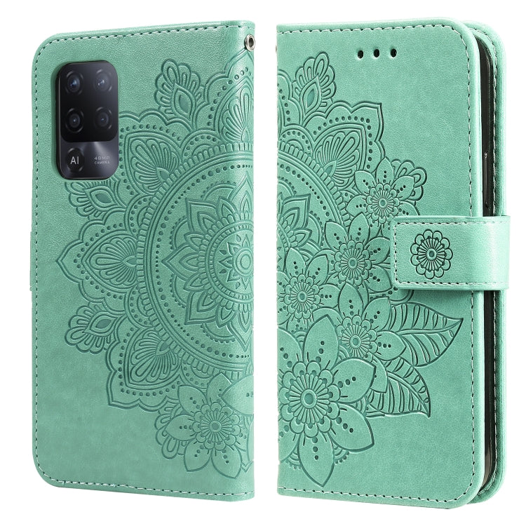 7-petal Flowers Embossing Pattern Horizontal Flip PU Leather Case with Holder & Card Slots & Wallet & Photo Frame, For OPPO A93 5G / A74 5G / A54 5G, For OPPO A94 4G / F19 Pro / Reno5 F / Reno5 Lite, For OPPO A94 5G / F19 Pro+ / Reno5 Z 5G             ...