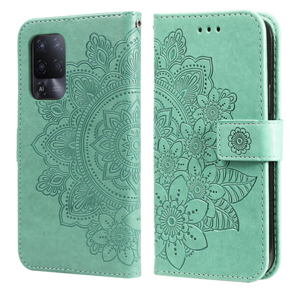 7-petal Flowers Embossing Pattern Horizontal Flip PU Leather Case with Holder & Card Slots & Wallet & Photo Frame, For OPPO A93 5G / A74 5G / A54 5G, For OPPO A94 4G / F19 Pro / Reno5 F / Reno5 Lite, For OPPO A94 5G / F19 Pro+ / Reno5 Z 5G             ...