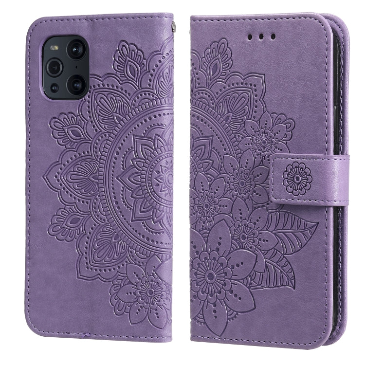 7-petal Flowers Embossing Pattern Horizontal Flip PU Leather Case with Holder & Card Slots & Wallet & Photo Frame, For OPPO Find X3 Pro / Find X3, For OPPO Realme 8 / Realme 8 Pro, For OPPO Realme 5 / Realme 5s / Realme C3, For OPPO Reno4 5G