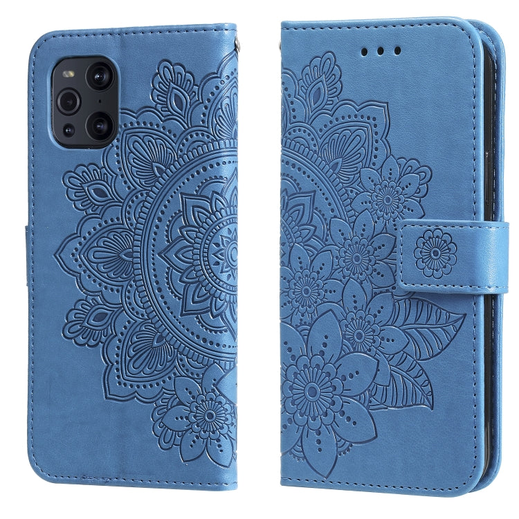 7-petal Flowers Embossing Pattern Horizontal Flip PU Leather Case with Holder & Card Slots & Wallet & Photo Frame, For OPPO Find X3 Pro / Find X3, For OPPO Realme 8 / Realme 8 Pro, For OPPO Realme 5 / Realme 5s / Realme C3, For OPPO Reno4 5G