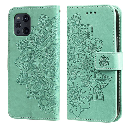 7-petal Flowers Embossing Pattern Horizontal Flip PU Leather Case with Holder & Card Slots & Wallet & Photo Frame, For OPPO Find X3 Pro / Find X3, For OPPO Realme 8 / Realme 8 Pro, For OPPO Realme 5 / Realme 5s / Realme C3, For OPPO Reno4 5G