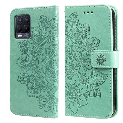 7-petal Flowers Embossing Pattern Horizontal Flip PU Leather Case with Holder & Card Slots & Wallet & Photo Frame, For OPPO Find X3 Pro / Find X3, For OPPO Realme 8 / Realme 8 Pro, For OPPO Realme 5 / Realme 5s / Realme C3, For OPPO Reno4 5G