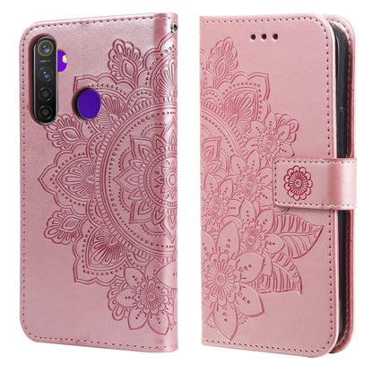 7-petal Flowers Embossing Pattern Horizontal Flip PU Leather Case with Holder & Card Slots & Wallet & Photo Frame, For OPPO Find X3 Pro / Find X3, For OPPO Realme 8 / Realme 8 Pro, For OPPO Realme 5 / Realme 5s / Realme C3, For OPPO Reno4 5G