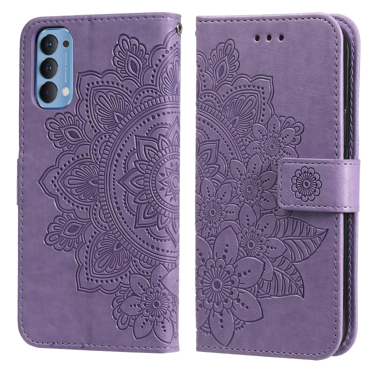 7-petal Flowers Embossing Pattern Horizontal Flip PU Leather Case with Holder & Card Slots & Wallet & Photo Frame, For OPPO Find X3 Pro / Find X3, For OPPO Realme 8 / Realme 8 Pro, For OPPO Realme 5 / Realme 5s / Realme C3, For OPPO Reno4 5G