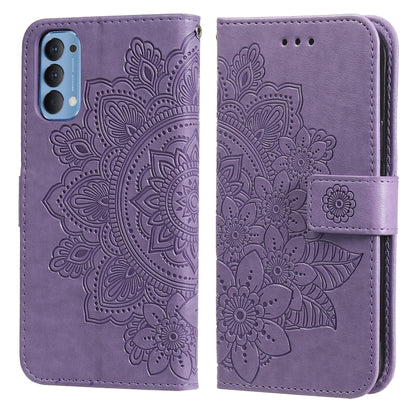 7-petal Flowers Embossing Pattern Horizontal Flip PU Leather Case with Holder & Card Slots & Wallet & Photo Frame, For OPPO Find X3 Pro / Find X3, For OPPO Realme 8 / Realme 8 Pro, For OPPO Realme 5 / Realme 5s / Realme C3, For OPPO Reno4 5G