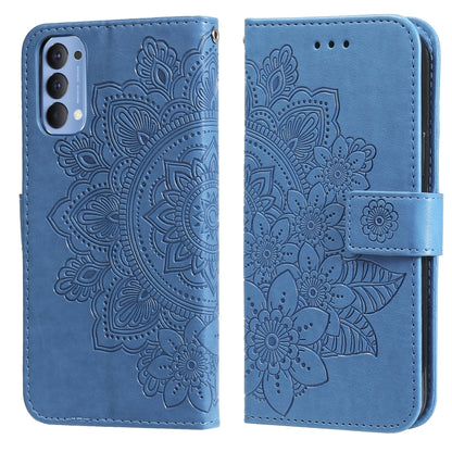 7-petal Flowers Embossing Pattern Horizontal Flip PU Leather Case with Holder & Card Slots & Wallet & Photo Frame, For OPPO Find X3 Pro / Find X3, For OPPO Realme 8 / Realme 8 Pro, For OPPO Realme 5 / Realme 5s / Realme C3, For OPPO Reno4 5G