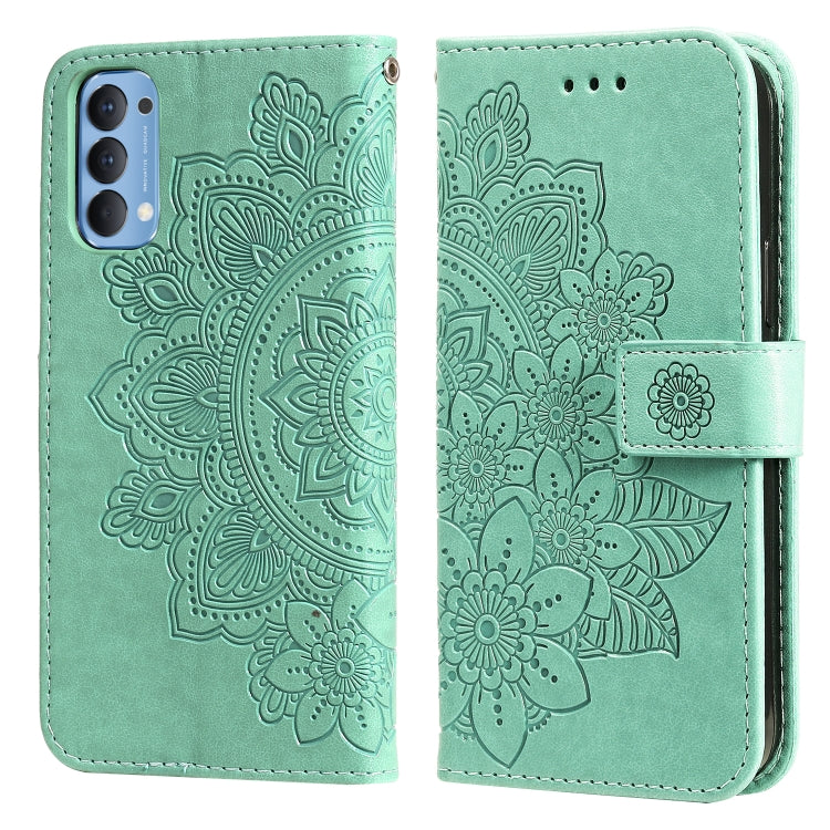 7-petal Flowers Embossing Pattern Horizontal Flip PU Leather Case with Holder & Card Slots & Wallet & Photo Frame, For OPPO Find X3 Pro / Find X3, For OPPO Realme 8 / Realme 8 Pro, For OPPO Realme 5 / Realme 5s / Realme C3, For OPPO Reno4 5G
