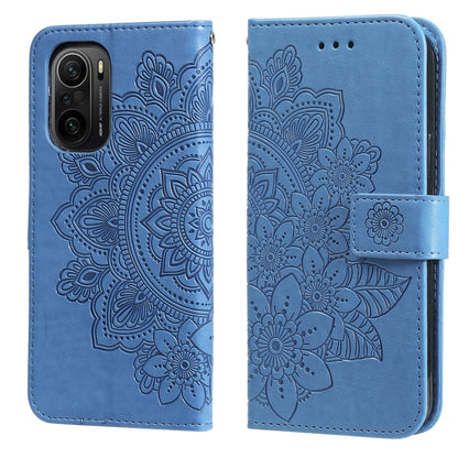 7-petal Flowers Embossing Pattern Horizontal Flip PU Leather Case with Holder & Card Slots & Wallet & Photo Frame, For Xiaomi Redmi 9C, For Xiaomi Redmi 9A, For Xiaomi Redmi K40/K40 Pro/Poco F3/ Mi 11i                                                   ...