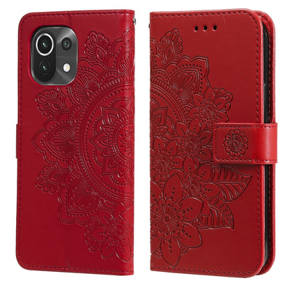 7-petal Flowers Embossing Pattern Horizontal Flip PU Leather Case with Holder & Card Slots & Wallet & Photo Frame, For Xiaomi Mi 10T Lite, For Xiaomi Mi 10T Pro, For Xiaomi Mi 11, For Xiaomi Poco X3/X3 Pro/X3 NFC