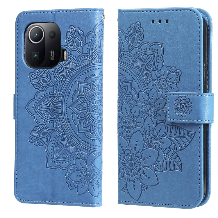 7-petal Flowers Embossing Pattern Horizontal Flip PU Leather Case with Holder & Card Slots & Wallet & Photo Frame, For Xiaomi Mi 11 Ultra, For Xiaomi Mi 11 Lite, For Xiaomi Poco M3 / Redmi Note 9 4G, For Xiaomi Mi 11 Pro
