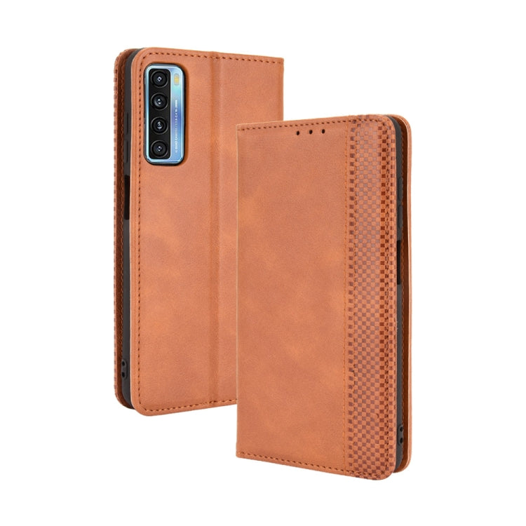 Magnetic Buckle Retro Crazy Horse Texture Horizontal Flip Leather Case with Holder & Card Slots & Photo Frame, For TCL 20 5G / 20S / 20L / 20L+